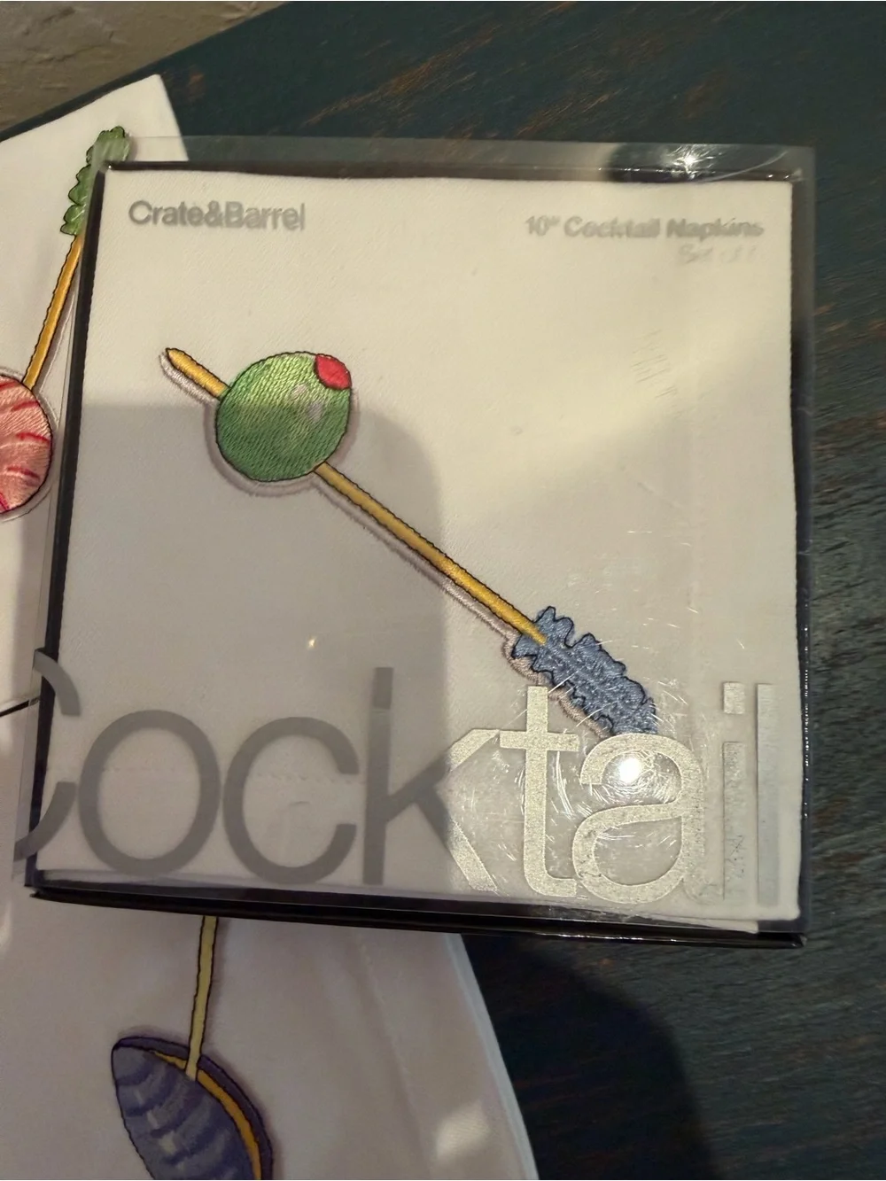 2 Boxes VTG Crate & Barrel Tidbits Cocktail Napkins NIB Set 12 Nancy Green MCM
